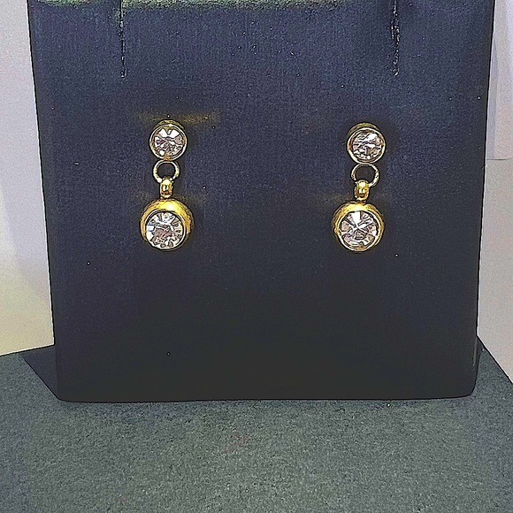 Bezel 18k Gold Earrings - Picture 2 of 2